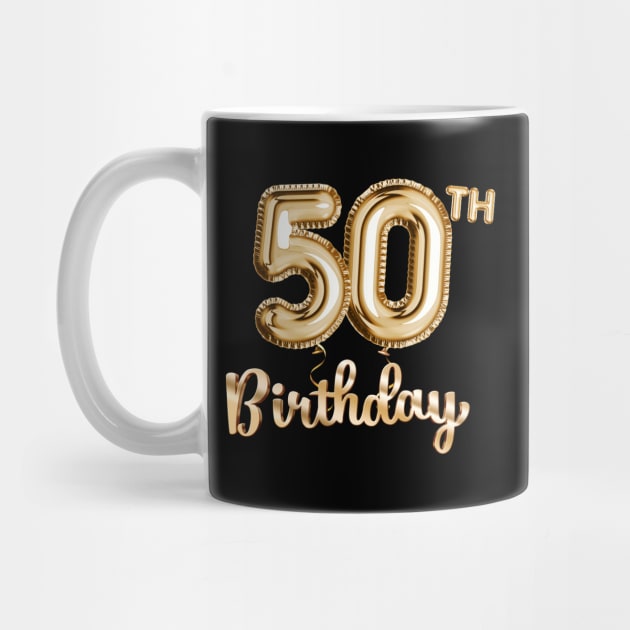 50th Birthday Gifts - Party Balloons Gold by BetterManufaktur